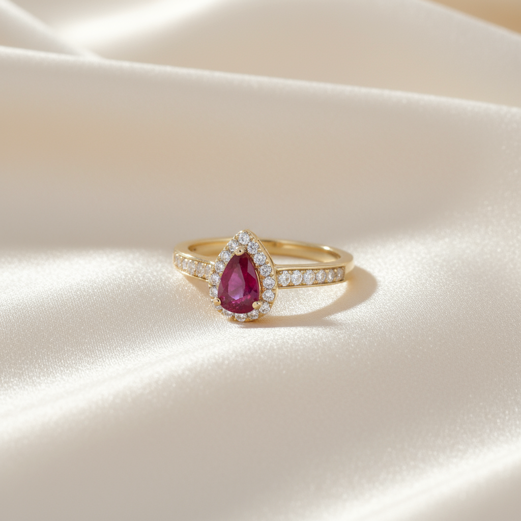 Diamond Ruby Ring in 14K Yellow Gold