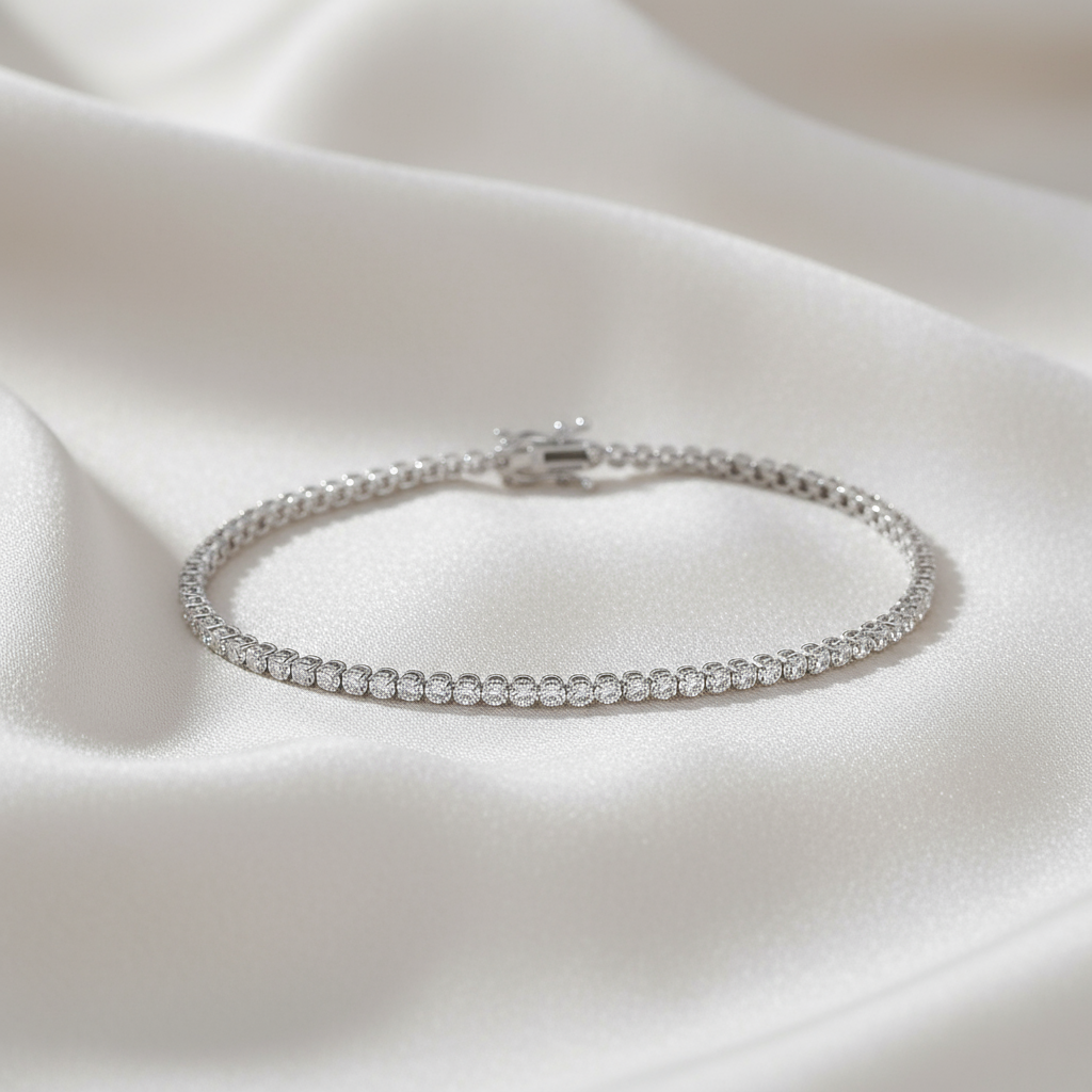 Diamond Tennis Bracelet Buttercup 1ctw in 14K White Gold