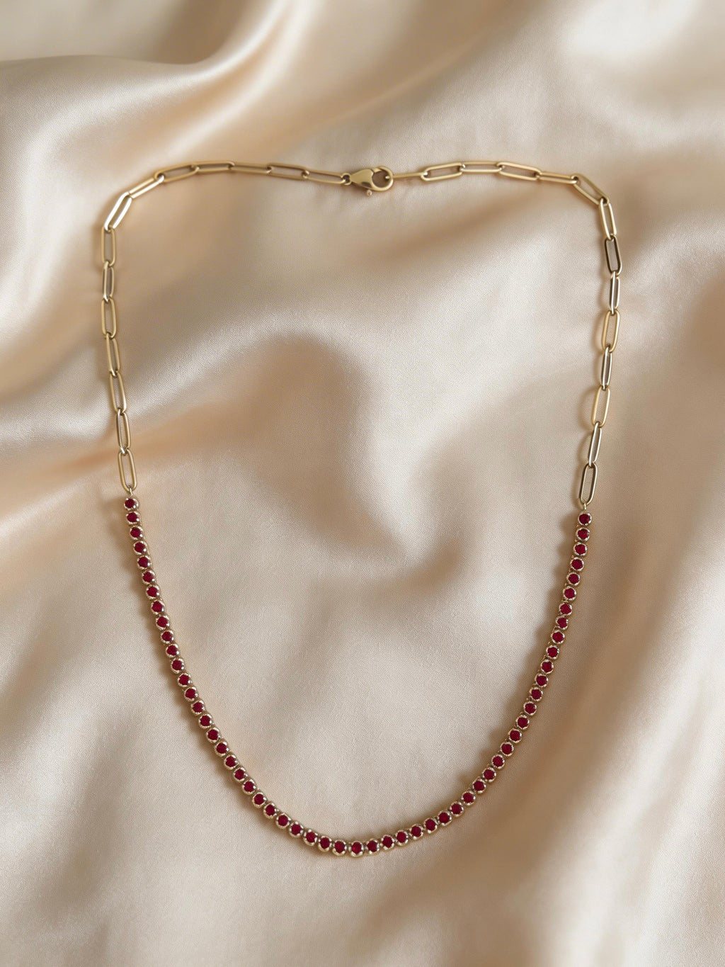 Ruby Buttercup Tennis Necklace in 14K Yellow Gold – Adjustable Statement Fine Jewelry