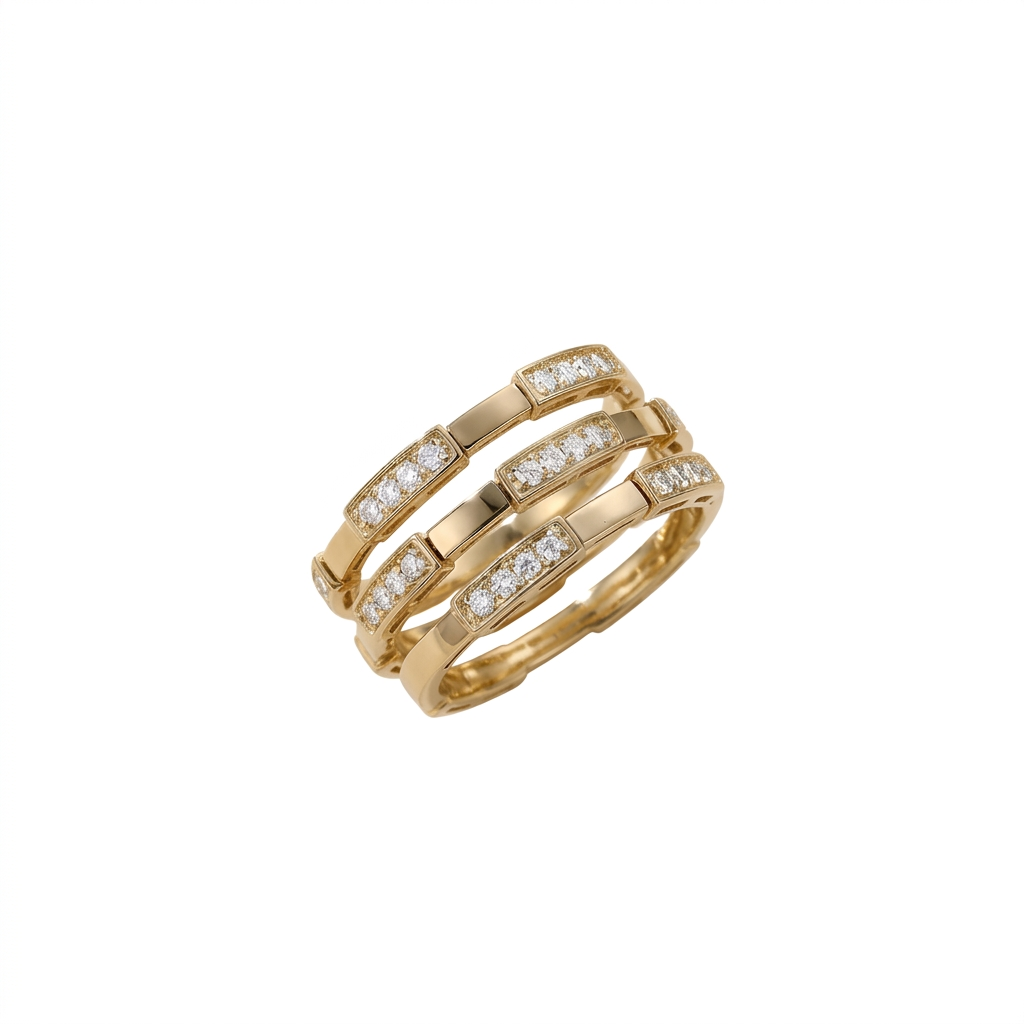 Flexible Diamond Triple Wrap Ring in 14K Yellow Gold – Modern Layered Design