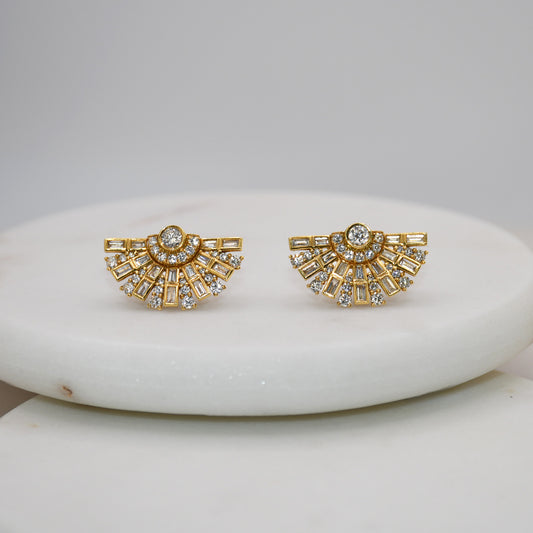 Diamond Sun Earrings 18k Yellow Gold