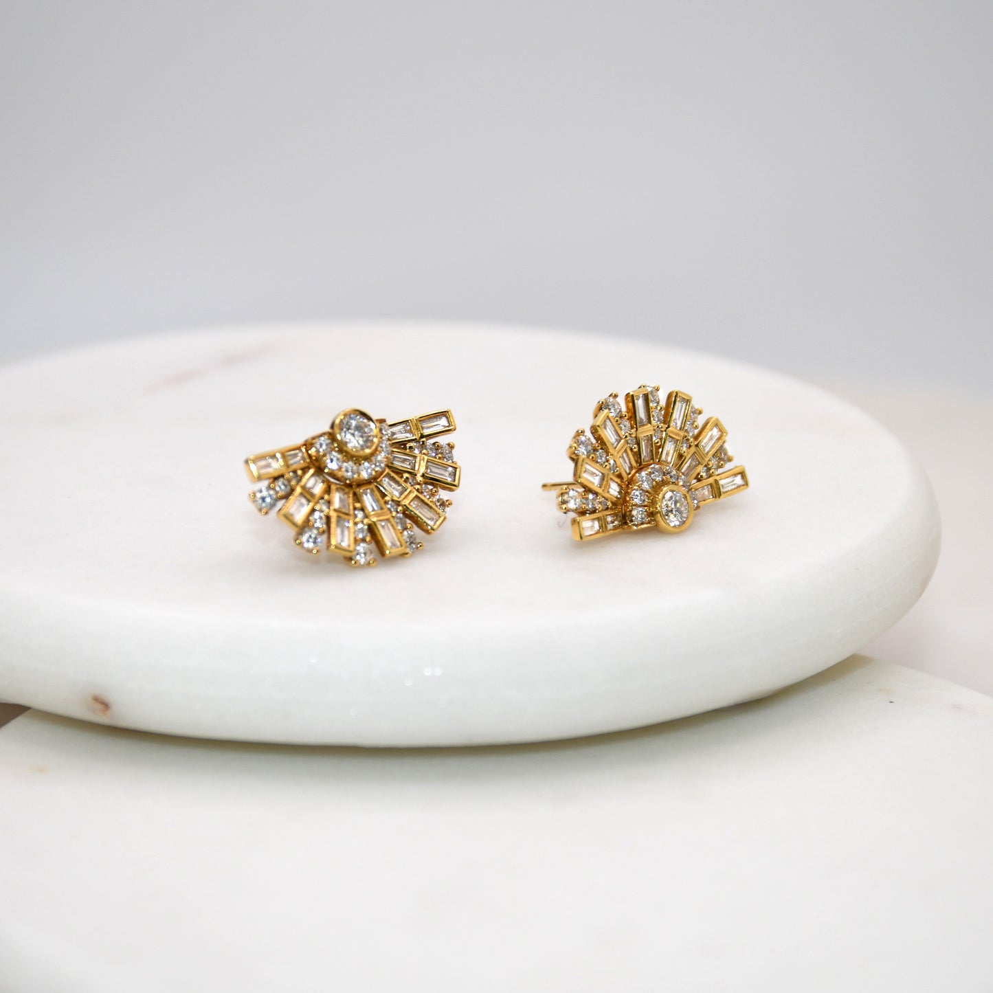 Diamond Sun Earrings 18k Yellow Gold