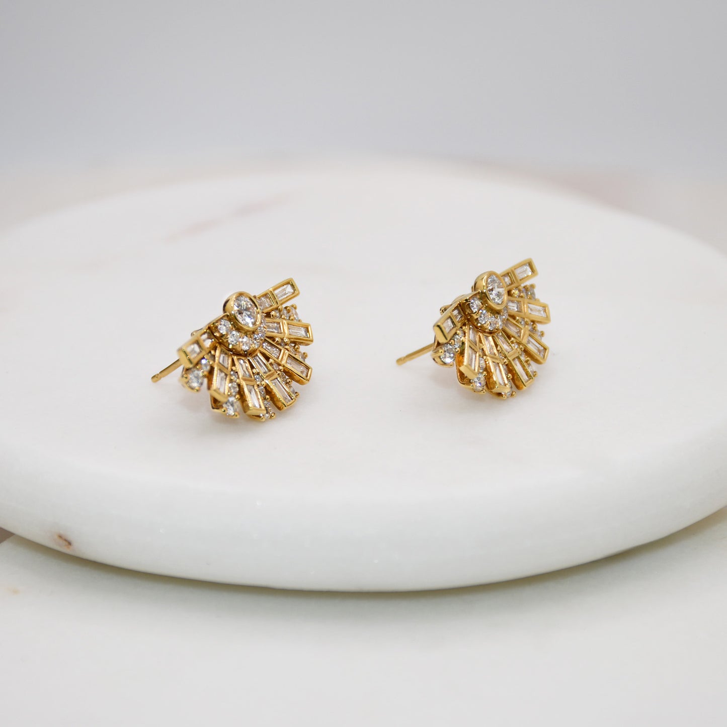 Diamond Sun Earrings 18k Yellow Gold