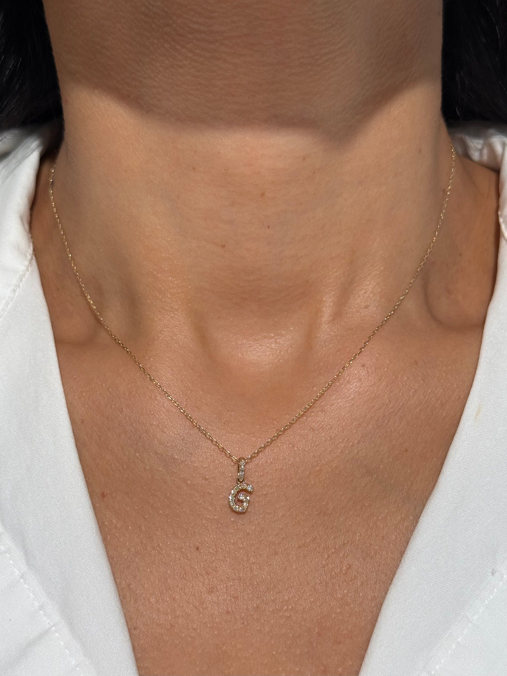 Diamond Initial “G” Necklace in 14K Yellow Gold – 0.10 CTW Natural Diamonds