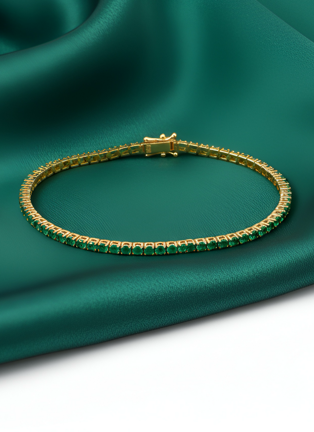 Emerald Tennis Bracelet in 14K Yellow Gold – Luxury Fine Jewelry Statement