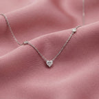 Heart Shape Diamond Necklace on 18K White Gold