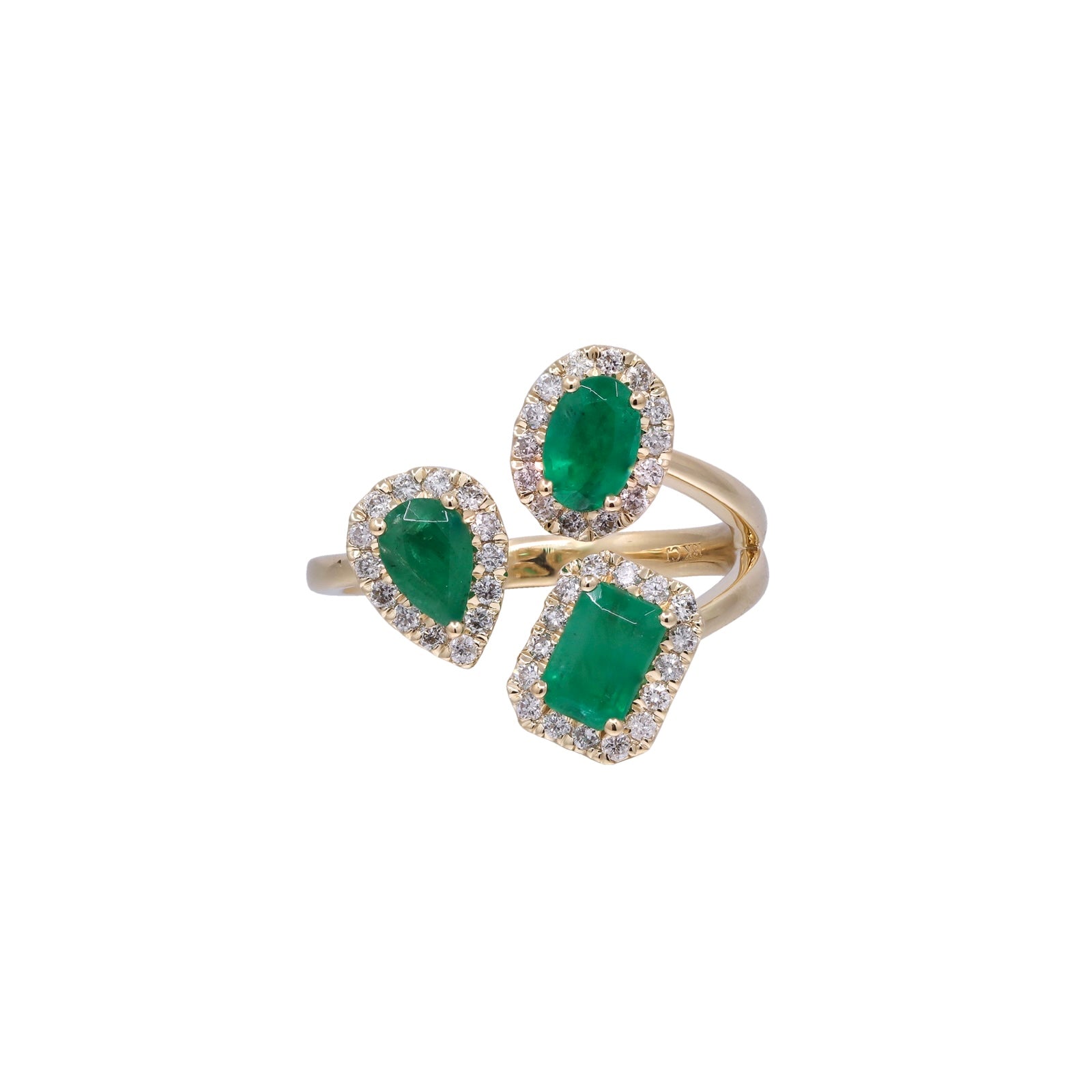 Emerald Diamond Ring in 18K Yellow Gold