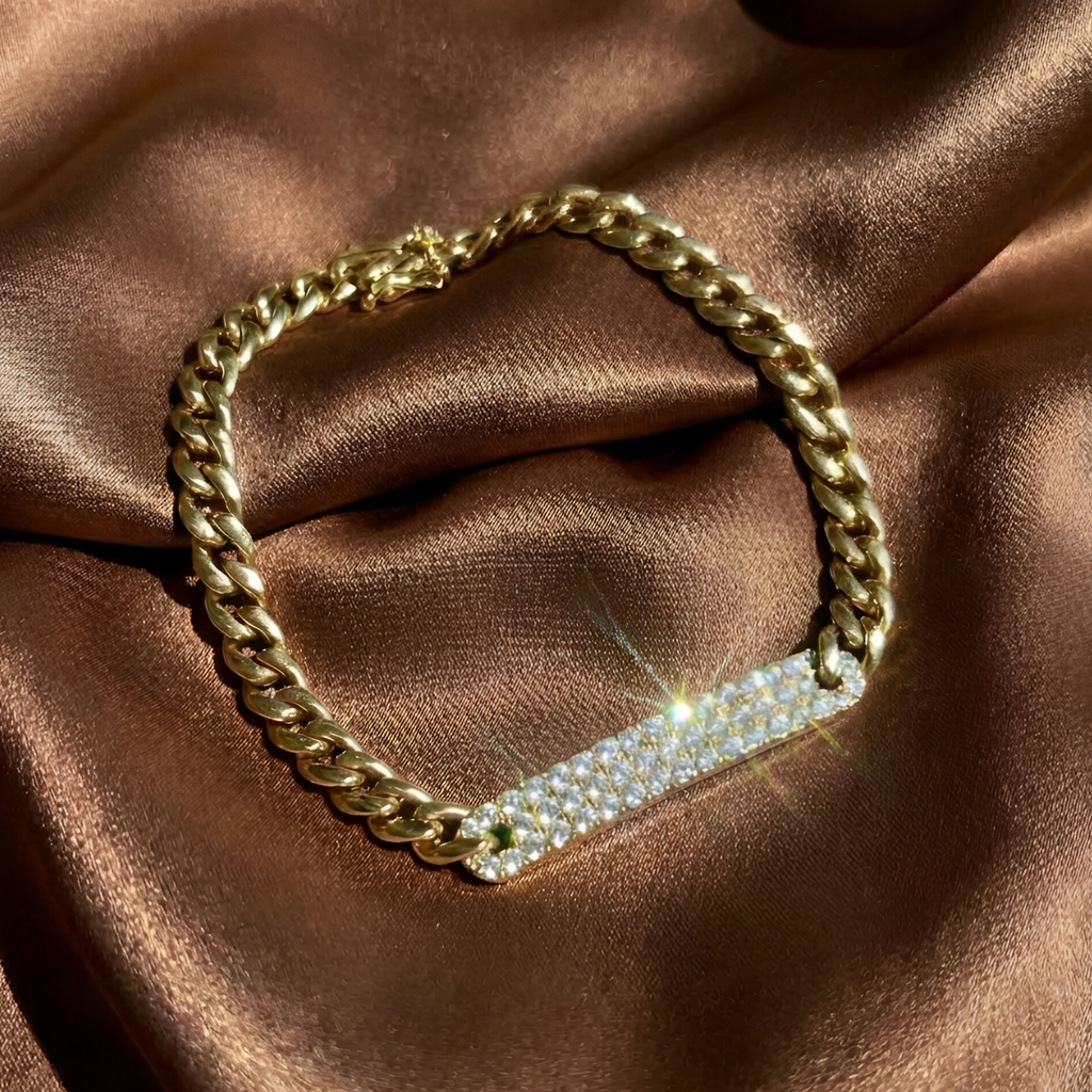 Diamond Bar Chain Bracelet in 14k Yellow Gold