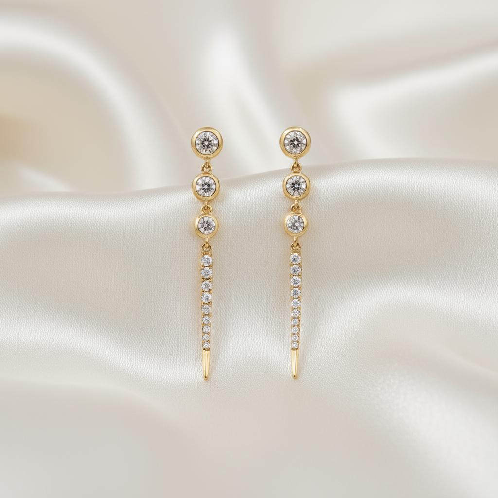 Drop Diamond Earrings in 14k Yellow Gold