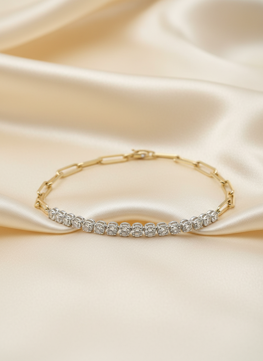 Buttercup Diamond Tennis Bracelet in 14K Two-Tone Gold – Fine Jewelry Essential