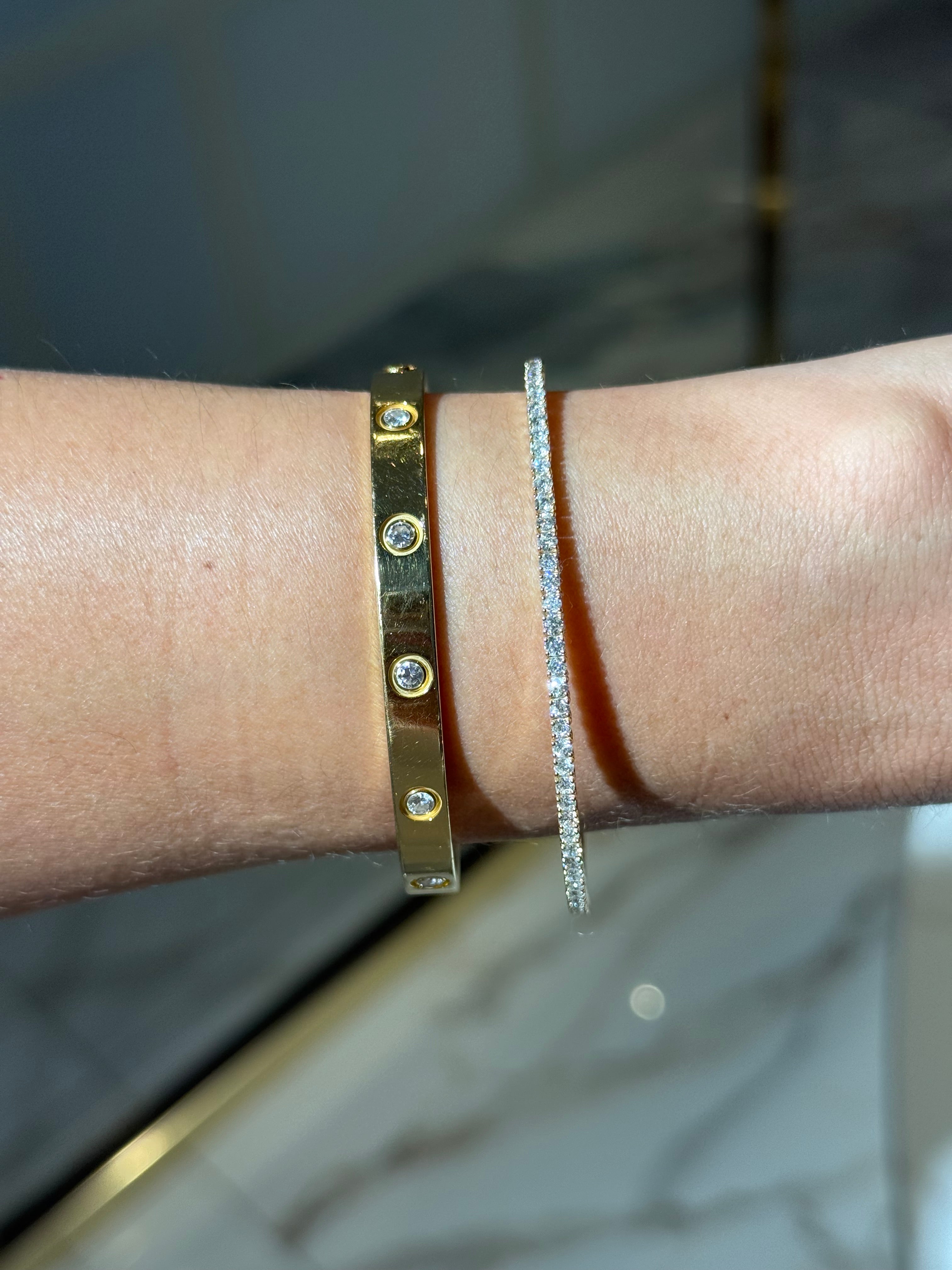 Flexible Diamond Bangle Bracelet in 14K Yellow Gold – 1.42 CTW Natural Diamonds