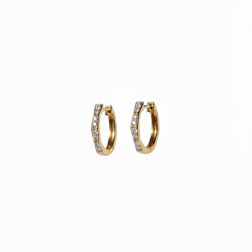 Diamond Hoop Earrings in 14k Yellow Gold
