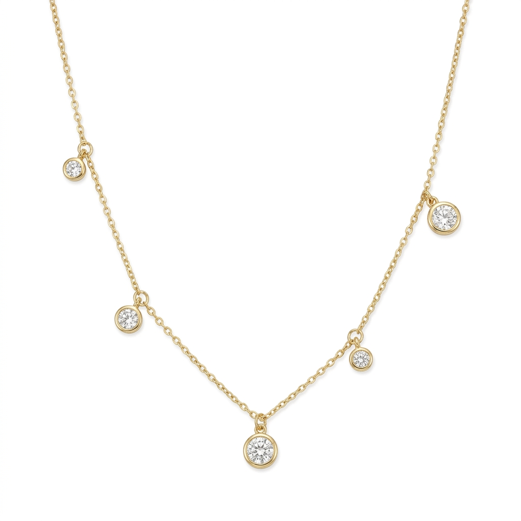 Dangling Diamond Necklace in 14K Yellow Gold – 0.50 CTW
