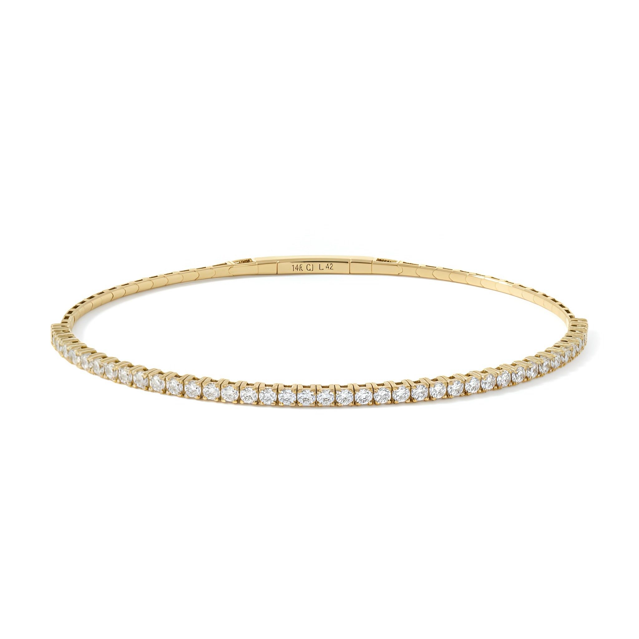 Flexible Diamond Bangle Bracelet in 14K Yellow Gold – 1.42 CTW Natural Diamonds