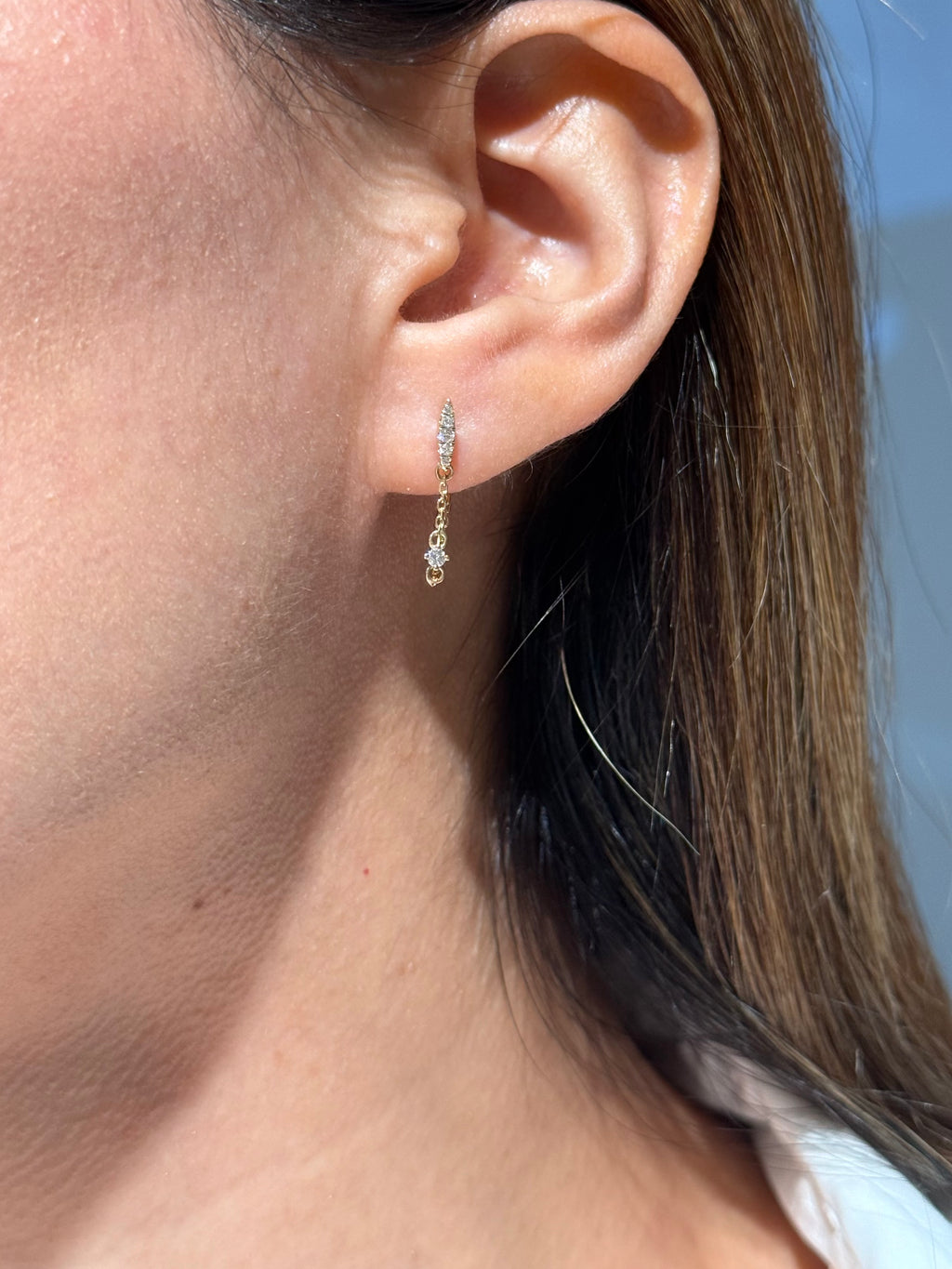 Diamond Chain Earrings in 14K Yellow Gold