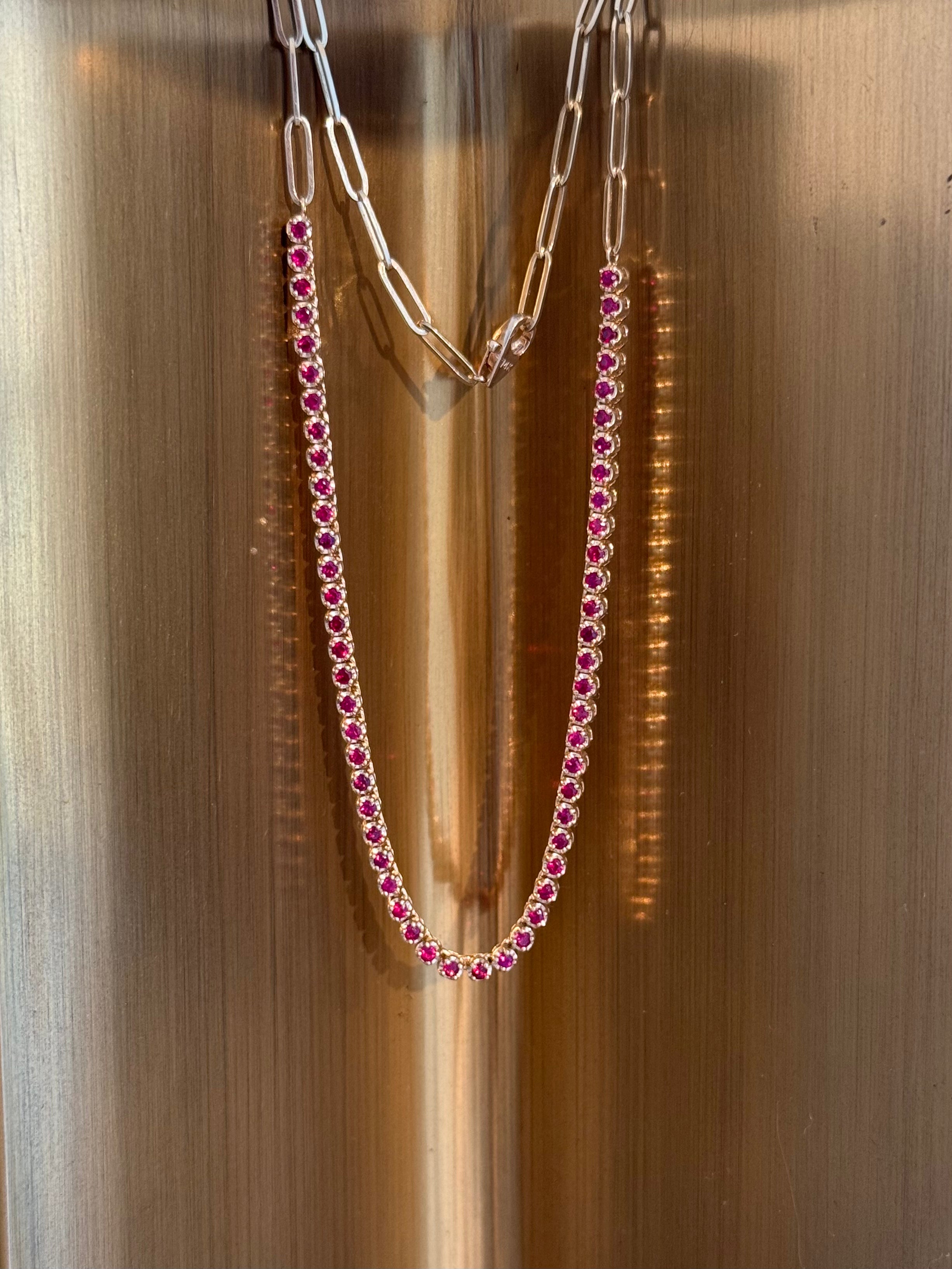 Ruby Buttercup Tennis Necklace in 14K Yellow Gold – Adjustable Statement Fine Jewelry
