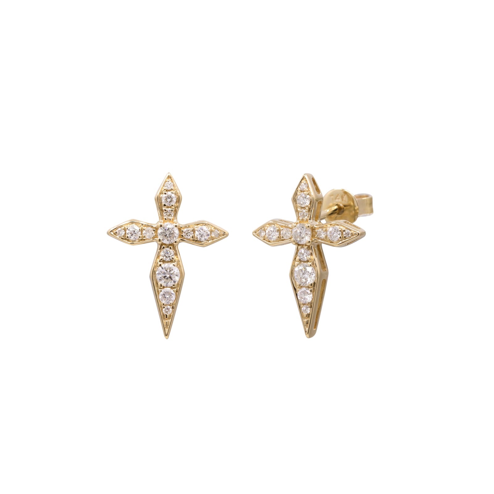 Sword Diamond Earring in 14K Yellow Gold