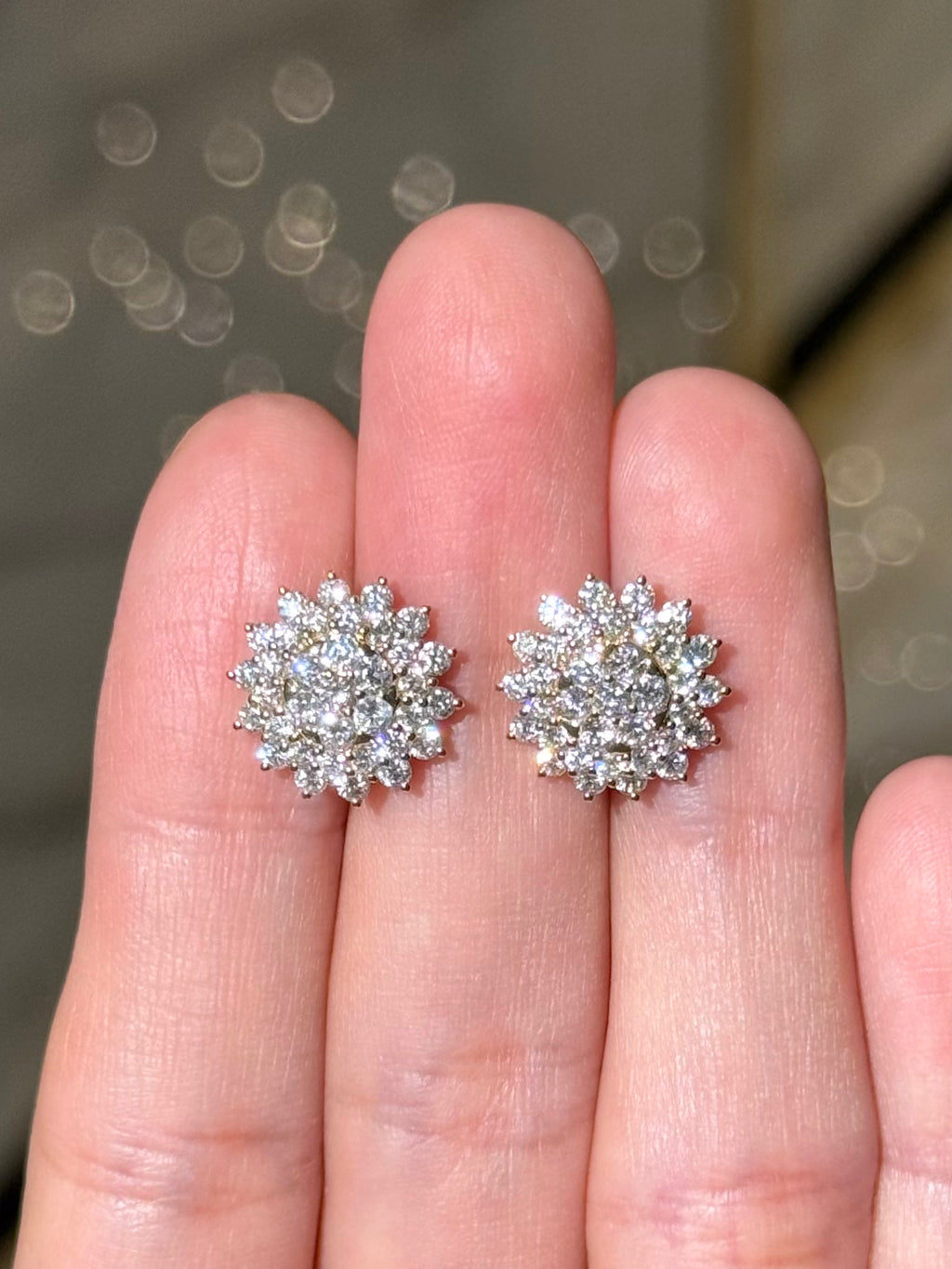 Diamond Floral Cluster Stud Earrings in 18K Yellow Gold – 1.91 CTW Luxury Fine Jewelry