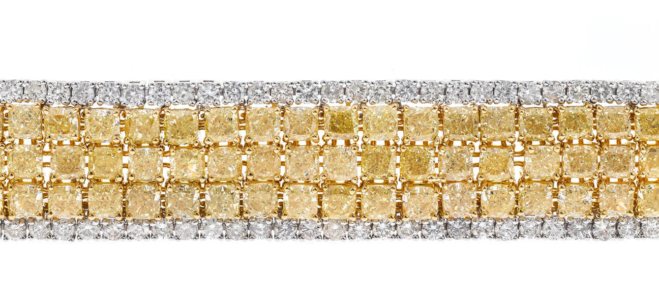 Yellow and White Diamond Cocktail Bracelet in 18K Two Tone Gold