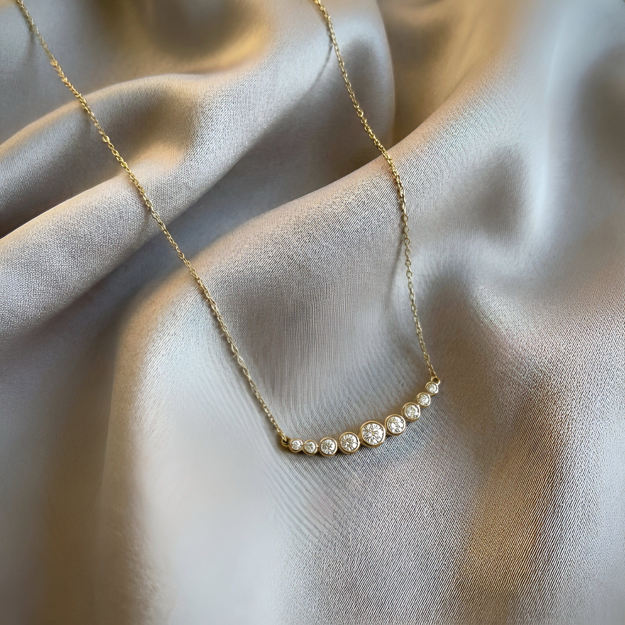 Diamond Bar Necklace in 14k Yellow Gold