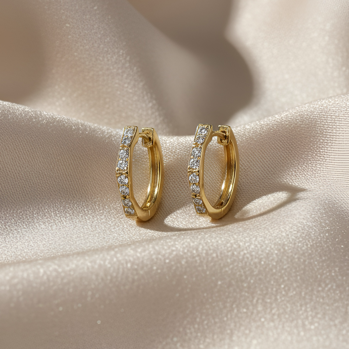 Geometric Diamond Hoop Earrings in 14K Yellow Gold – 0.34 CTW Modern Fine Jewelry