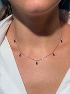 Pear Shape Sapphire Necklace in 14k White Gold