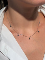 Pear Shape Sapphire Necklace in 14k White Gold