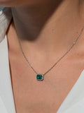 Diamond Emerald Necklace in 14K White Gold