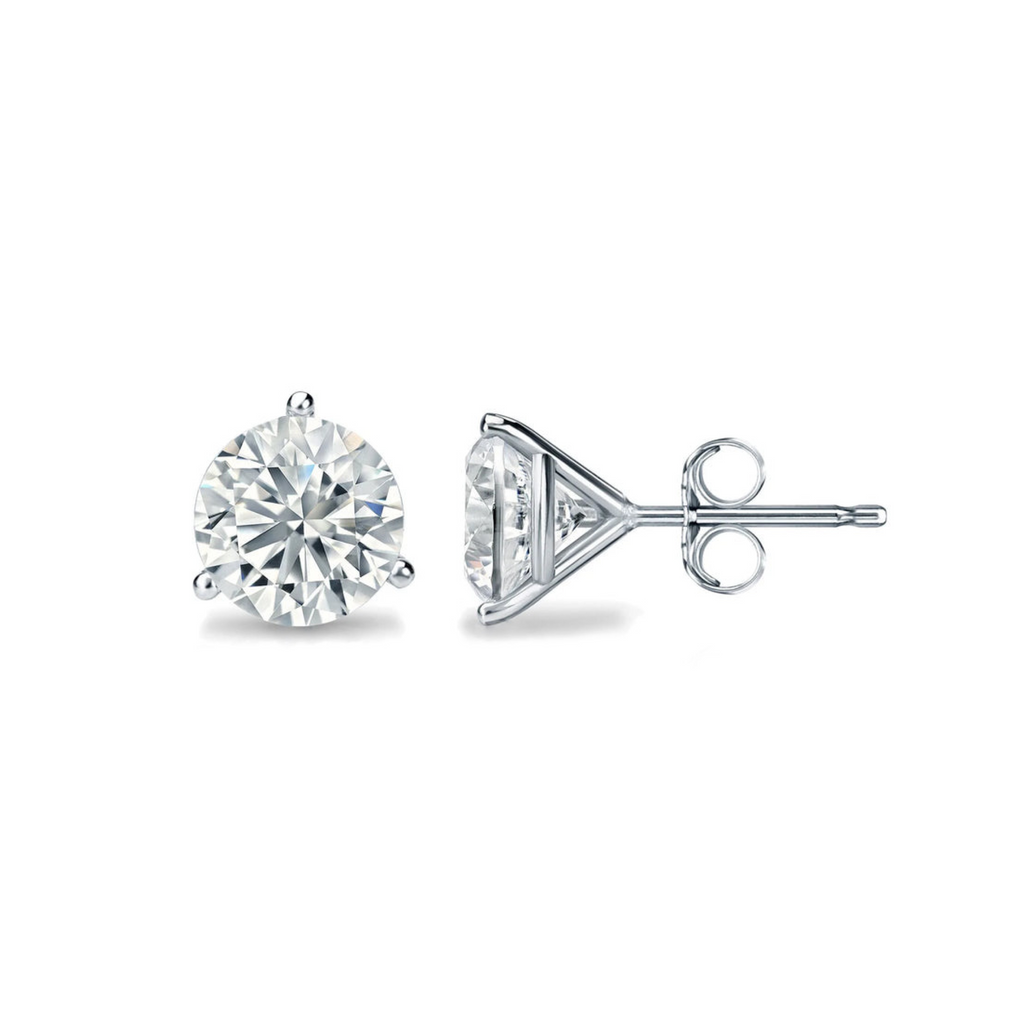 Martini Diamond 3.0Ctw Stud Earrings 14K White Gold