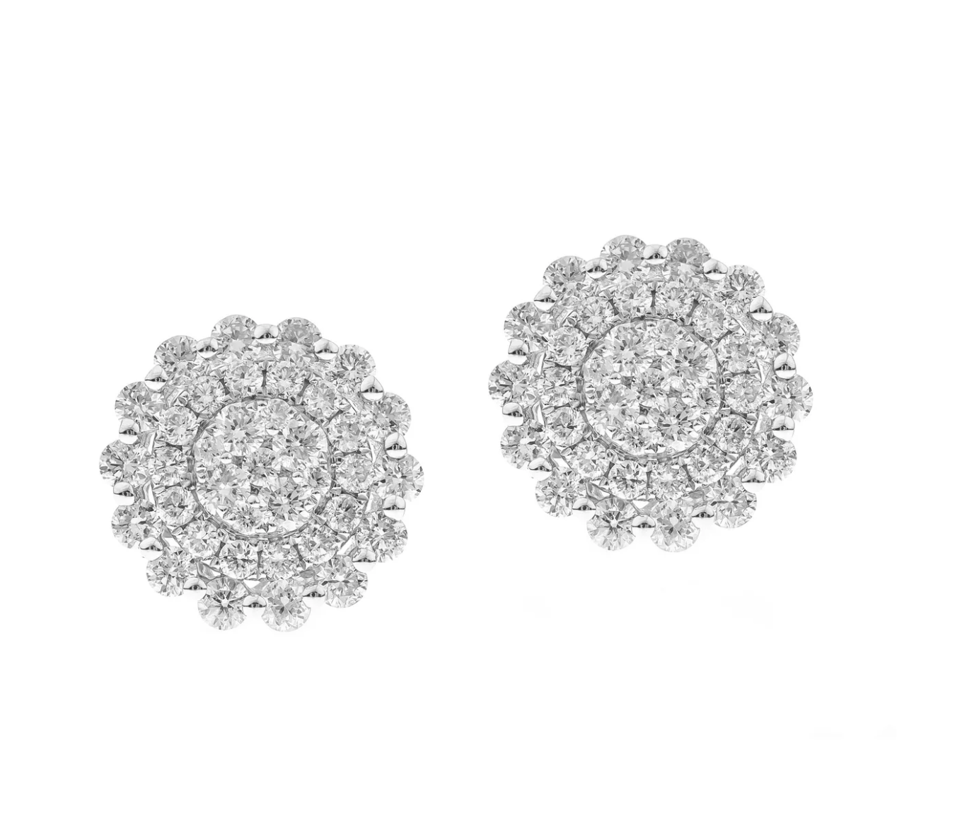 Floral Diamond Stud Earrings in 14k White Gold