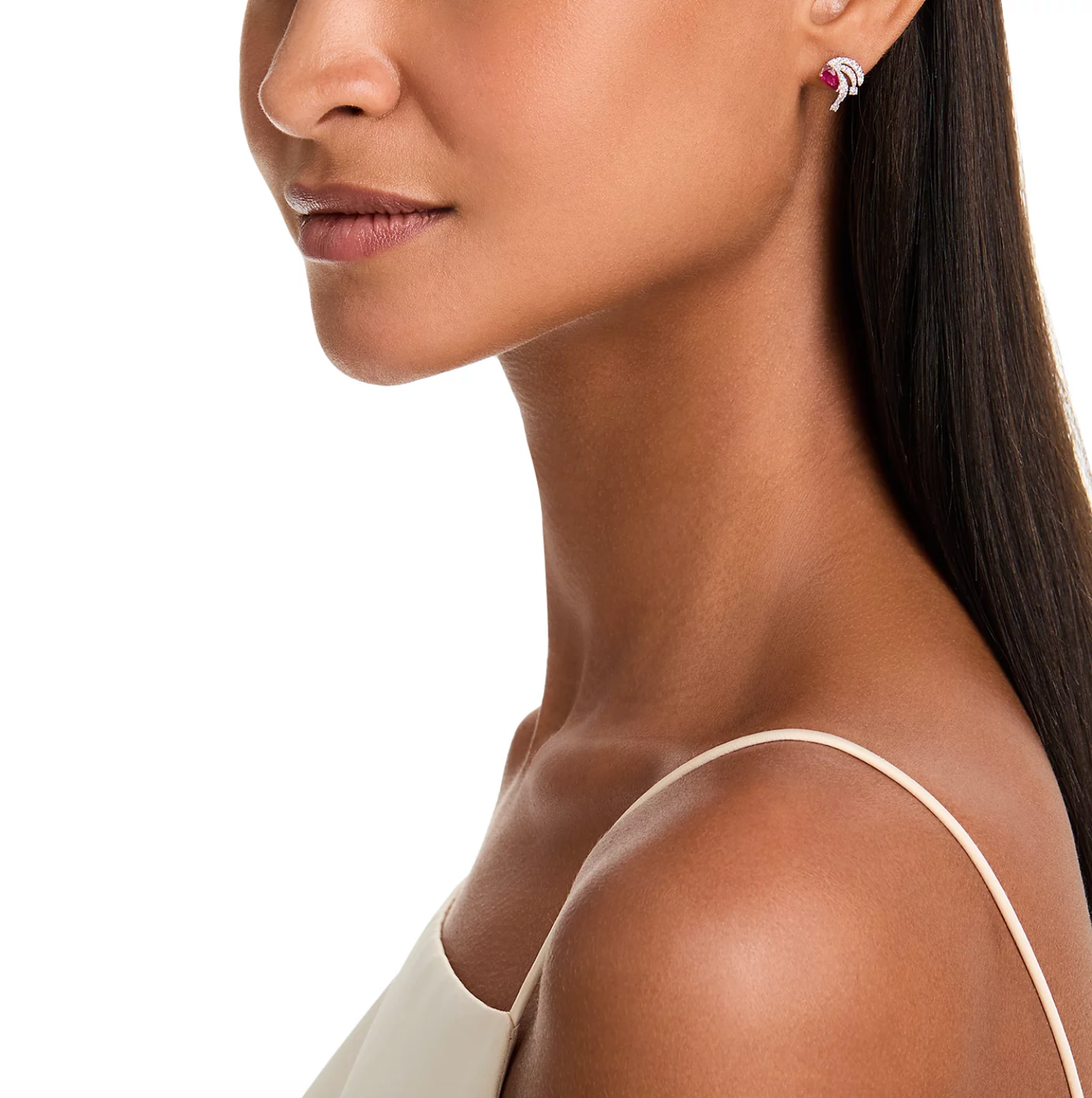 Diamond Ruby Earrings in 14K White Gold