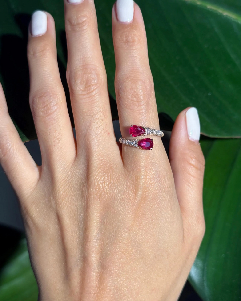 Toi et Moi Ruby Diamond Ring in 14k Yellow Gold