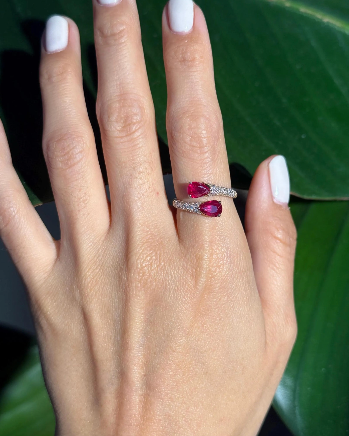 Toi et Moi Ruby Diamond Ring in 14k Yellow Gold