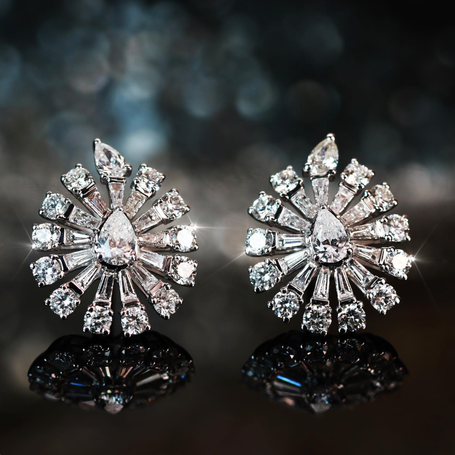 Statement Diamond Earrings in 18k White Gold