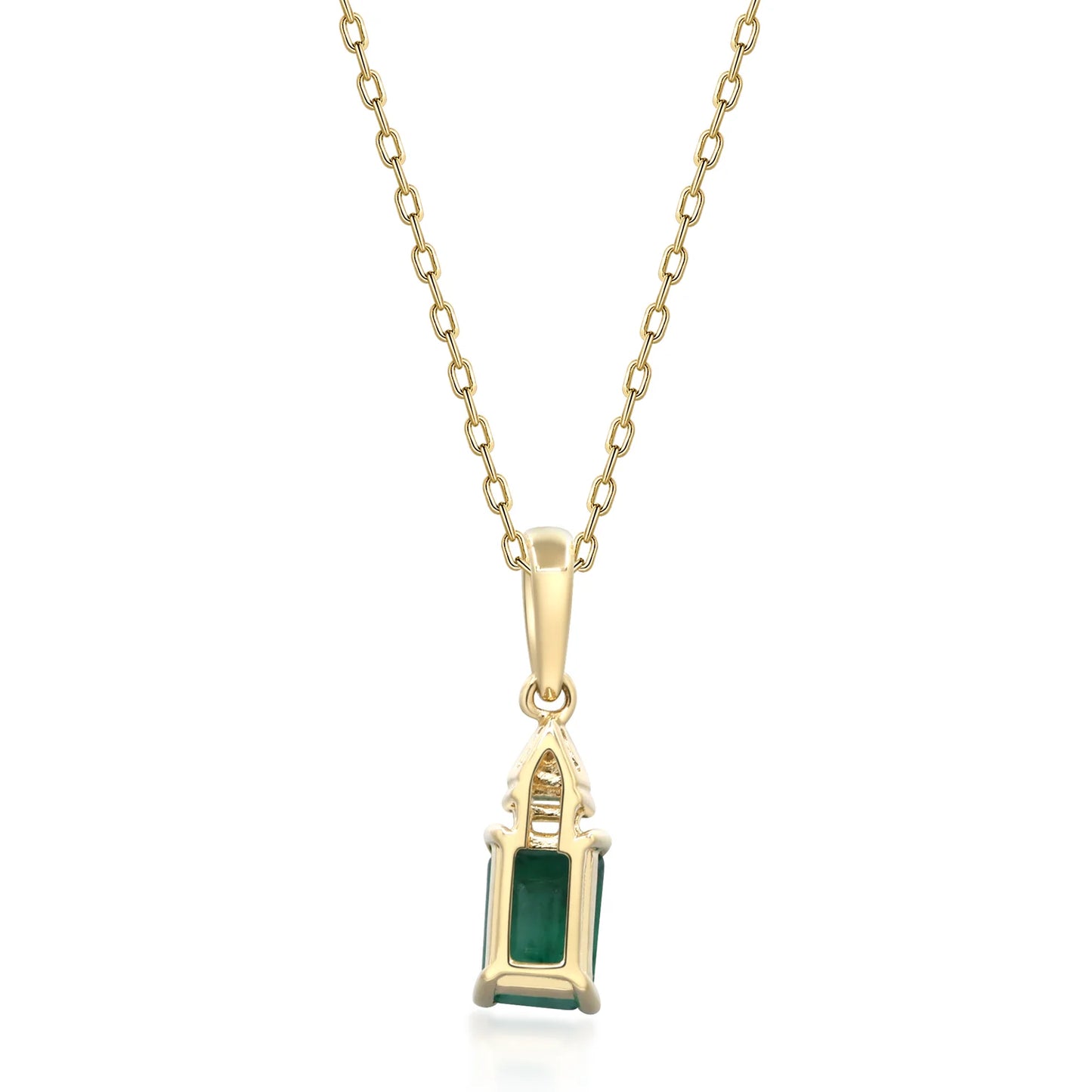 Emerald Diamond Pendant Necklace 14k Yellow Gold