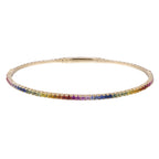 Flexible Multi Colored Sapphire Bangle Bracelet in 14K Yellow Gold – 1.71 CTW Natural Sapphires