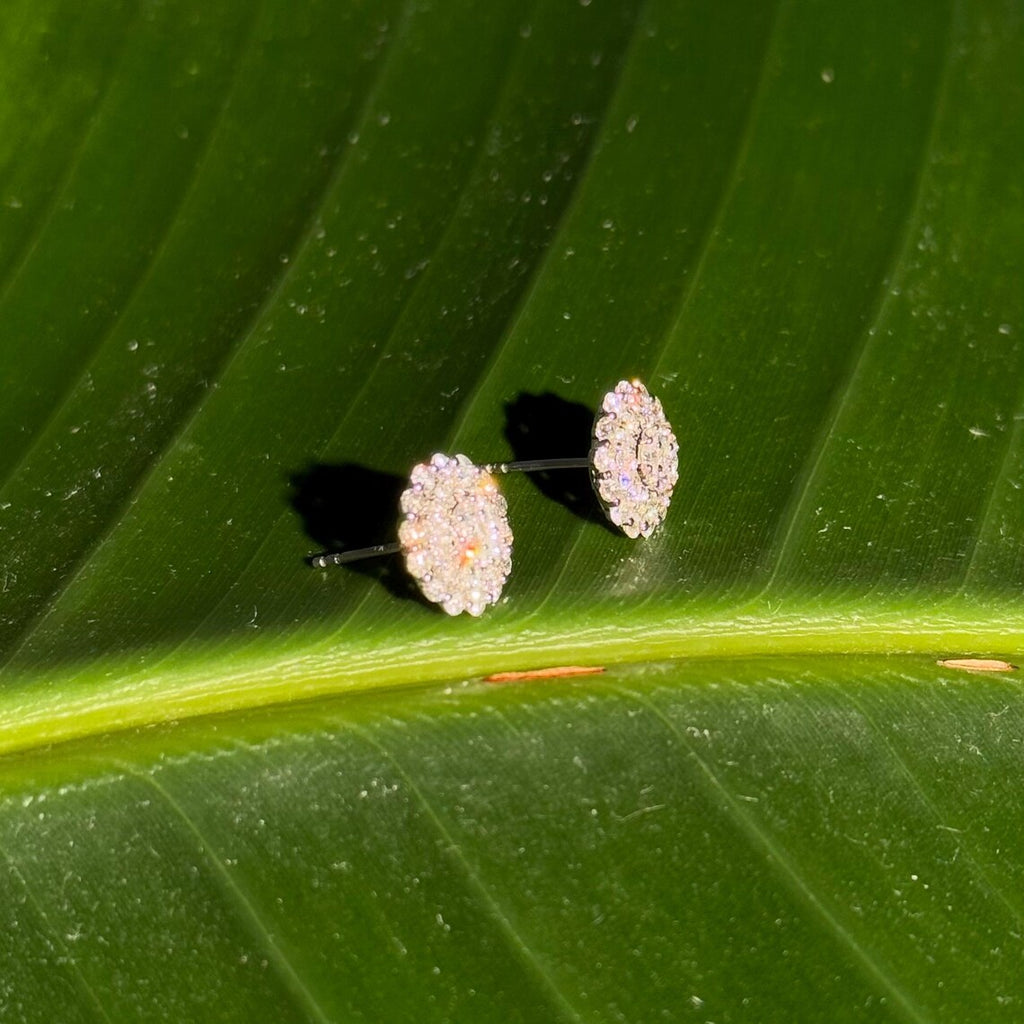 Floral Diamond Stud Earrings in 14k White Gold