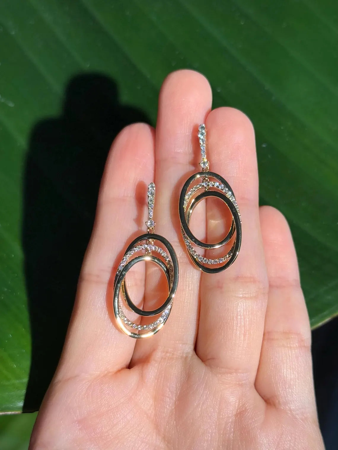 Cocktail Diamond Drop Earrings in 14k Yellow Gold