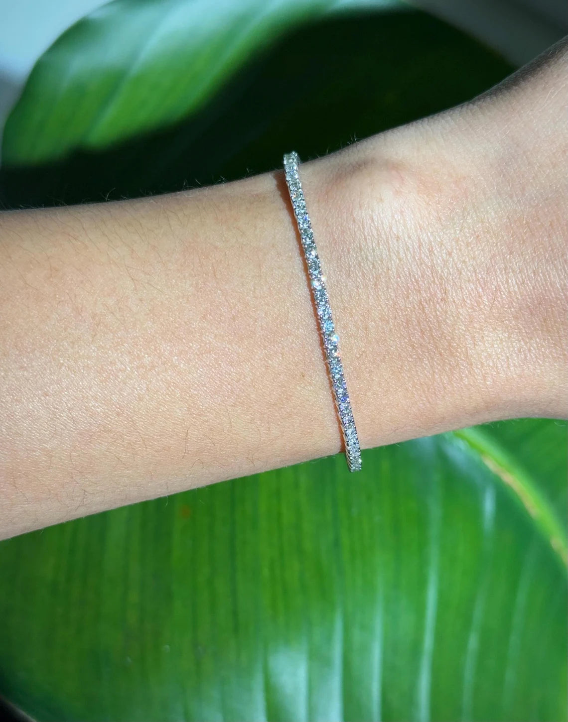 Diamond 1.31 Ctw Tennis Chain Bracelet in 14k White Gold