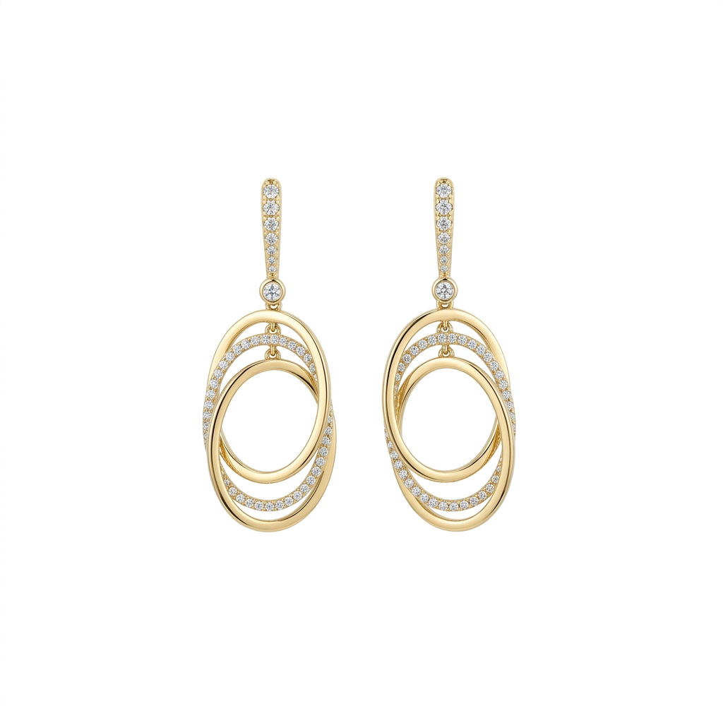 Diamond Cocktail Drop Earrings in 14K Yellow Gold – 0.77 CTW Statement Jewelry