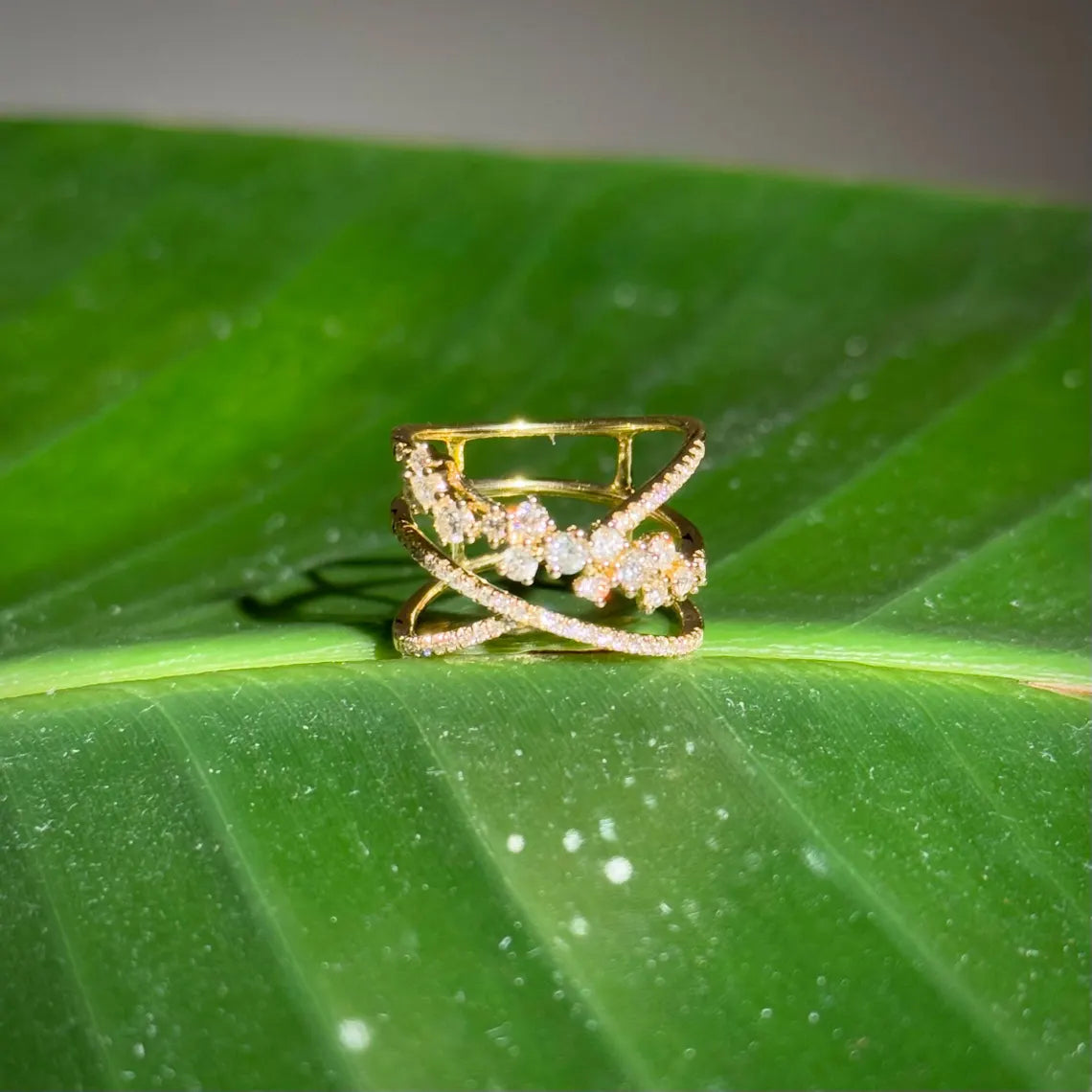 Floral Diamond Ring in 14k Yellow Gold