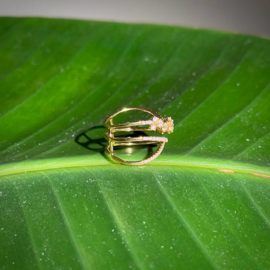 Floral Diamond Ring in 14k Yellow Gold