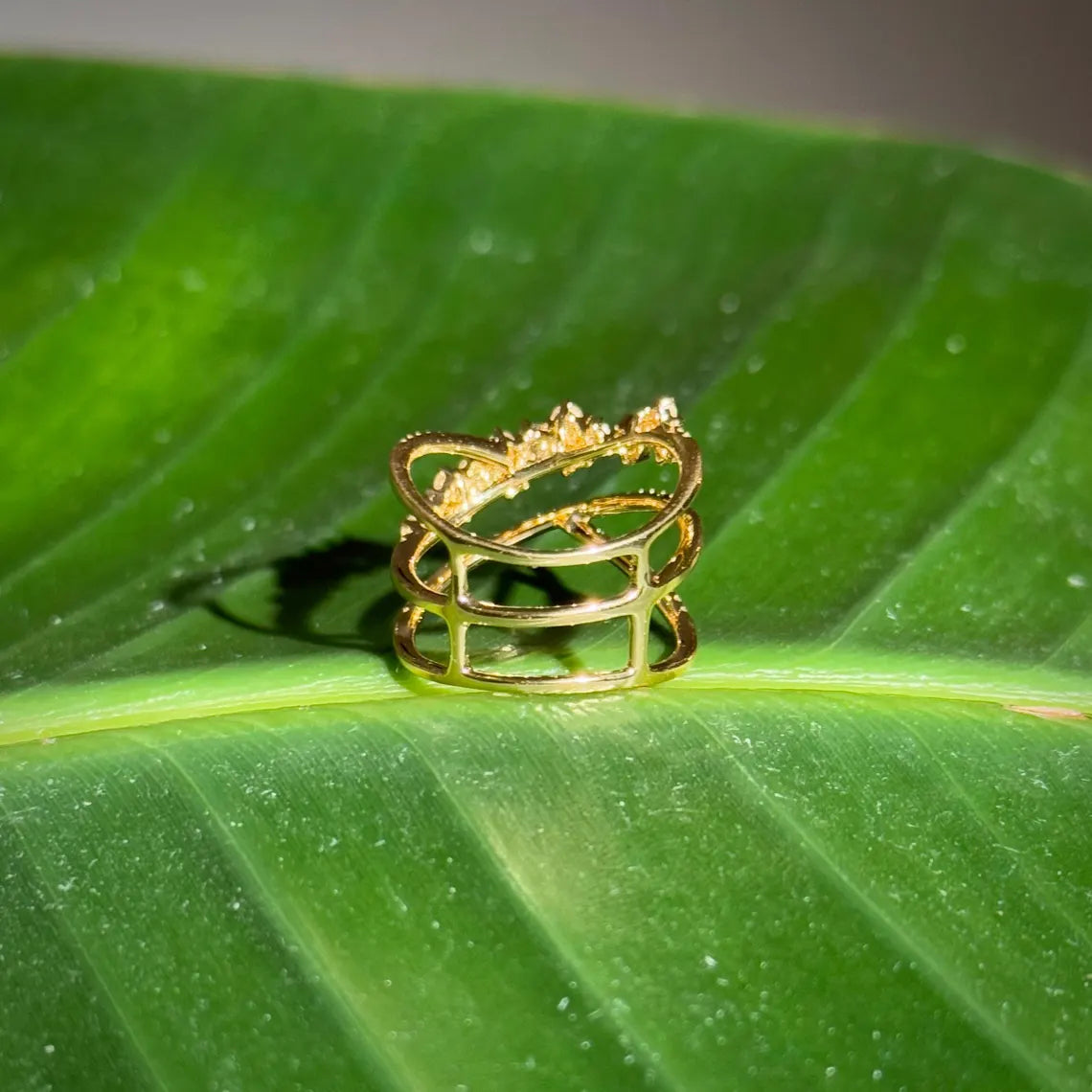 Floral Diamond Ring in 14k Yellow Gold