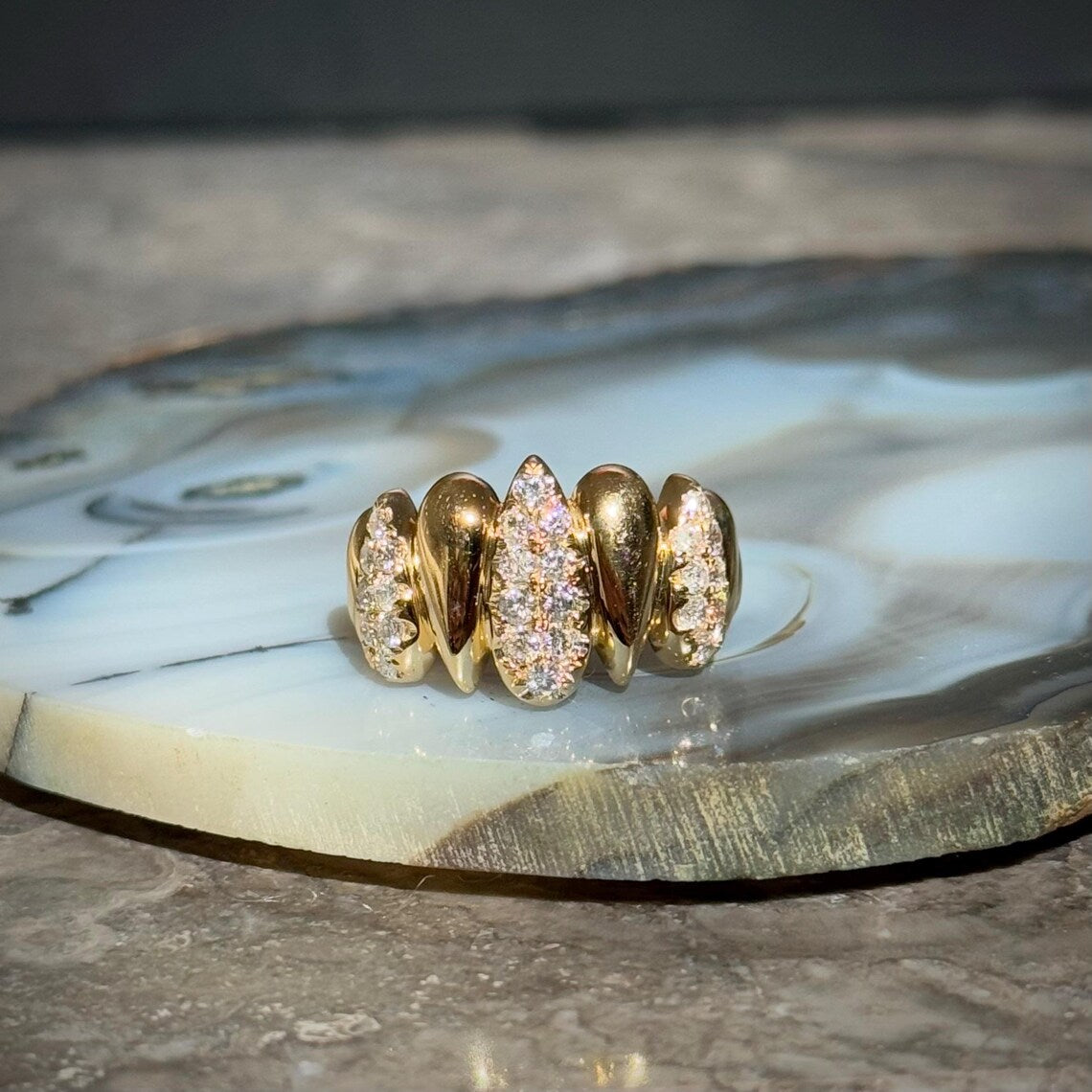 Pebble Diamond Ring in 14k Yellow Gold