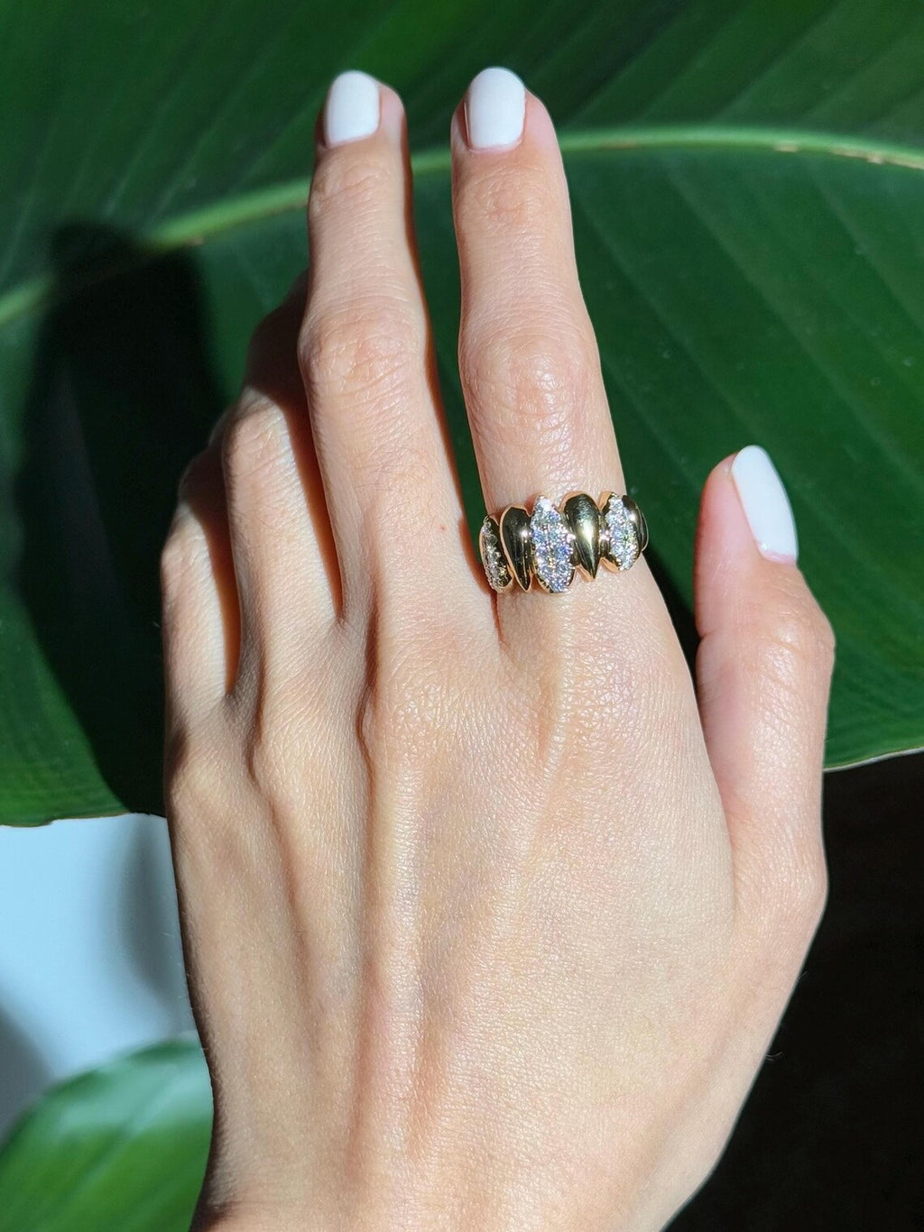 Pebble Diamond Ring in 14k Yellow Gold