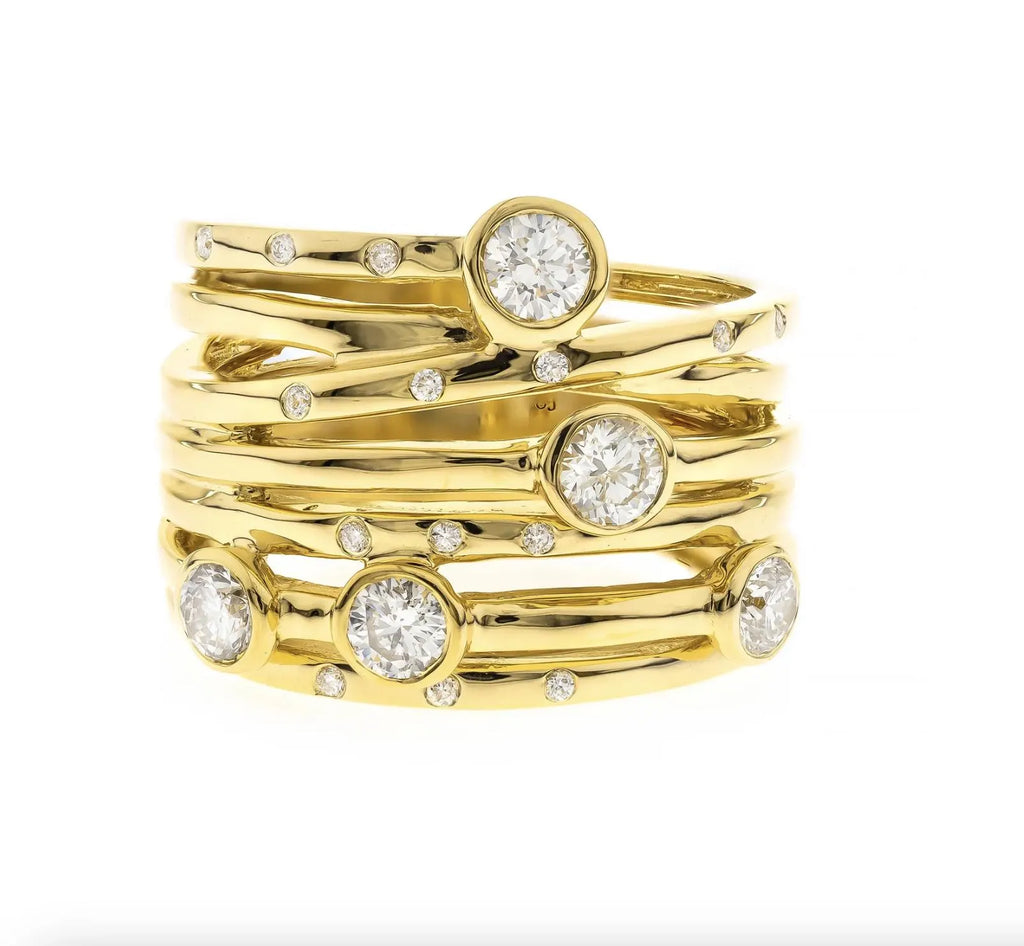 Statement Chunky Diamond Ring in 18k Yellow Gold