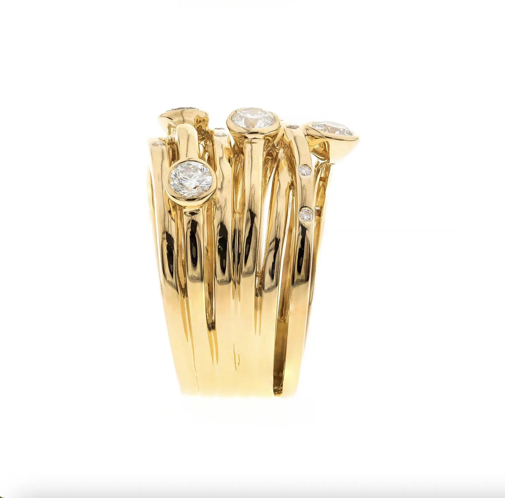 Statement Chunky Diamond Ring in 18k Yellow Gold