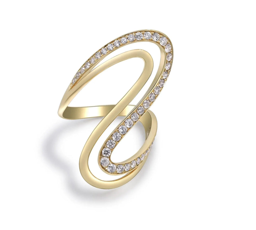 Statement Geometrical Diamond Ring in 14k Yellow Gold