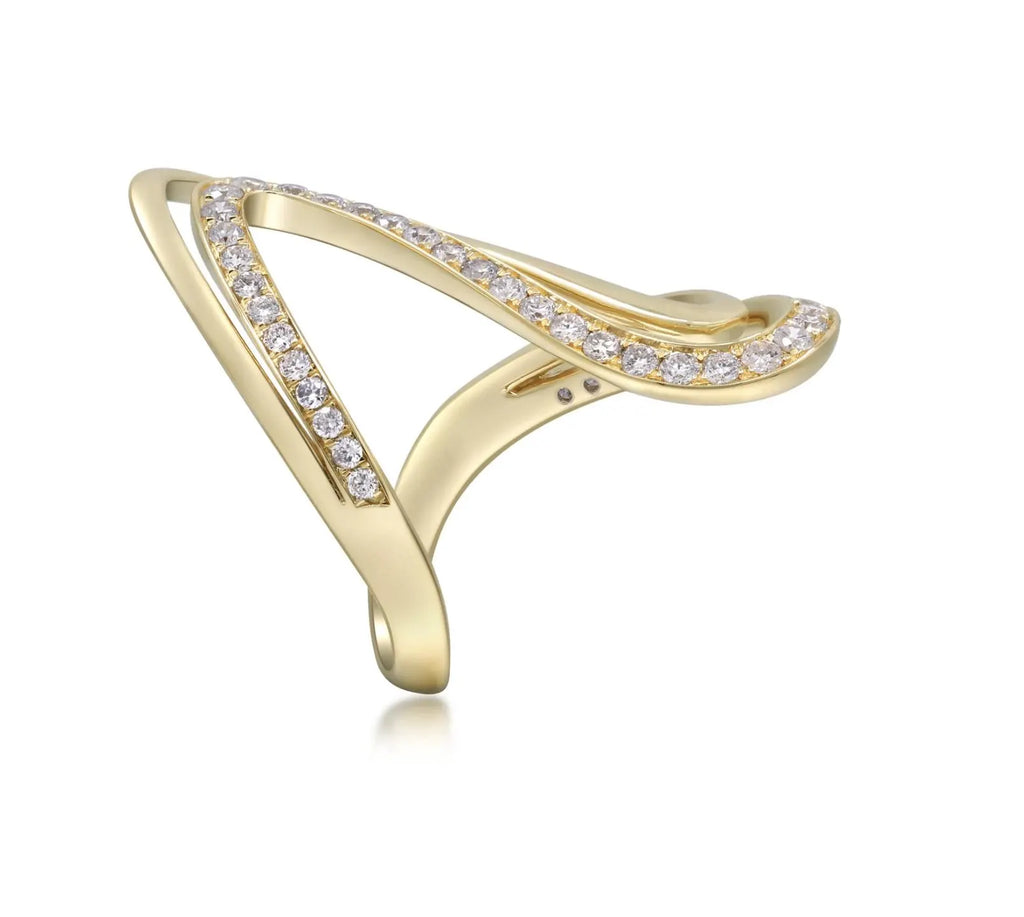 Statement Geometrical Diamond Ring in 14k Yellow Gold