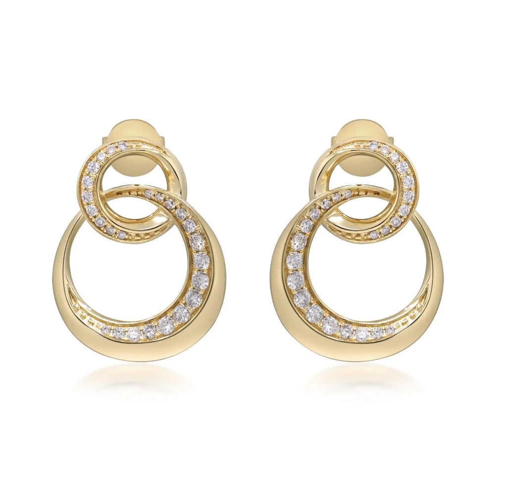 Classy Drop Diamond Earrings in 14k Yellow Gold